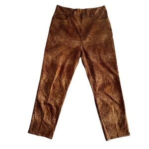 Ralph Lauren LRL Kenya Java Snakeskin‎ Brown Stretch Pants Size 12 Straight Leg